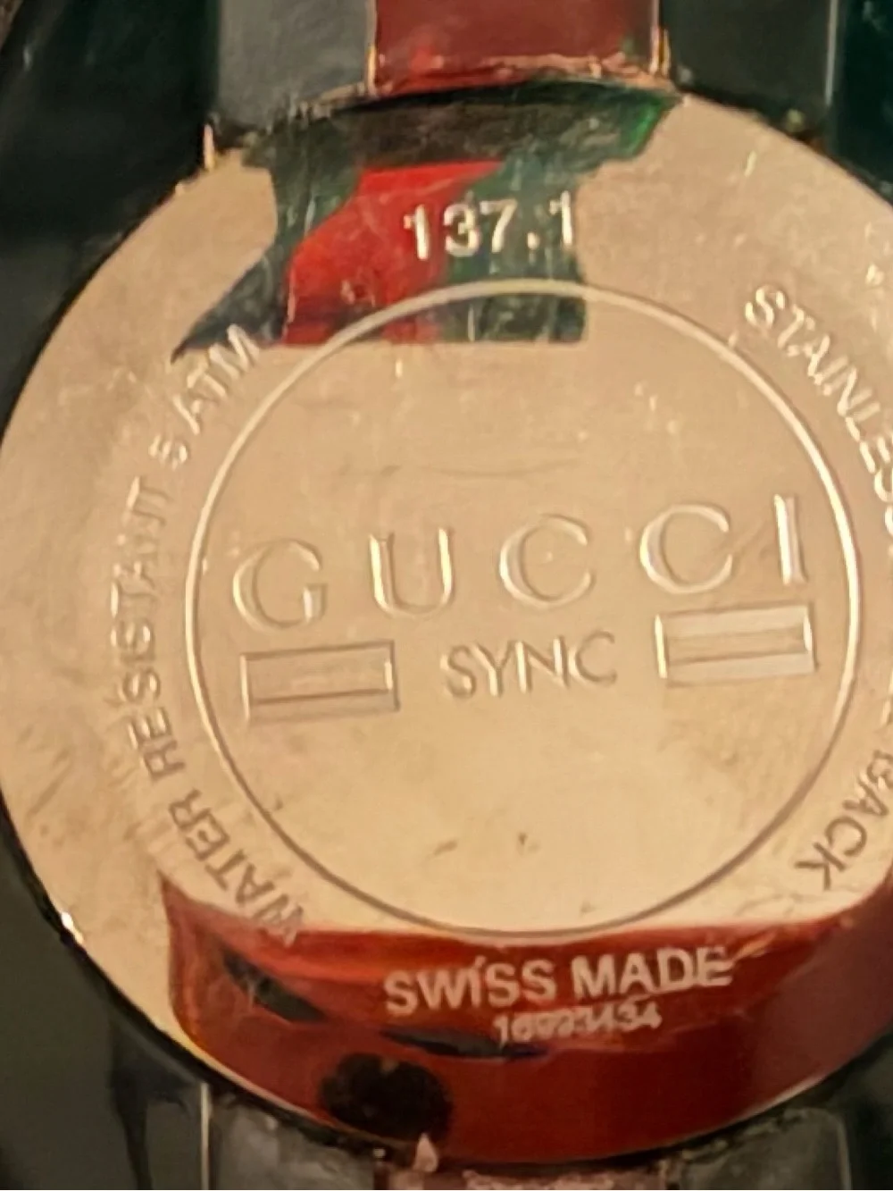 Gucci Green and Red Silicone Round Watch